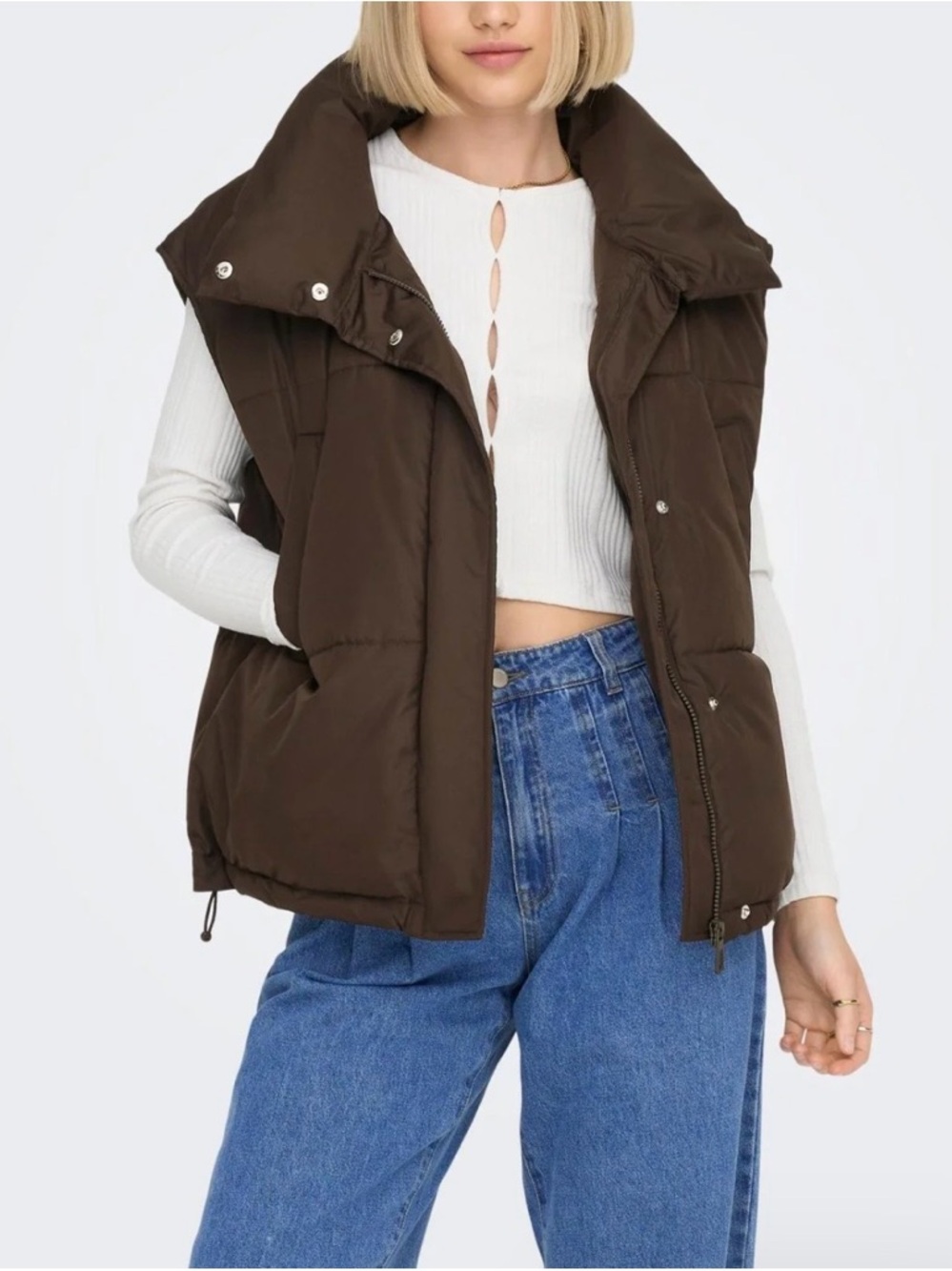 ONLY Waistcoat Women’s brown Puffer Vest/ Size M